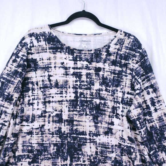 Croft and Barrow Classic Tee Abstract Pattern Plus Size 2X Long Sleeve Cotton - Picture 7 of 15